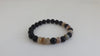 GENUINE BOTSWANA AGATE & FACETED ONYX MATTE BRACELET 30 gm 8 " ALLUREGEM S1312