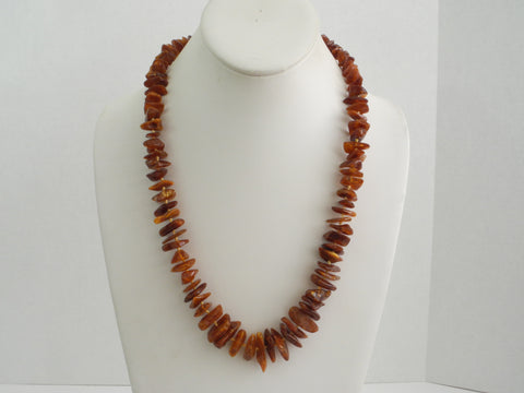 GENUINE BALTIC AMBER CHIPS NECKLACE, POLISHED  HONEY 38-40  gm 21" ALLUREGEM S1493