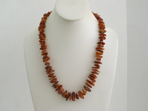 GENUINE BALTIC AMBER  NECKLACE CHIPS POLISHED HONEY  21 " ALLUREGEM S1549
