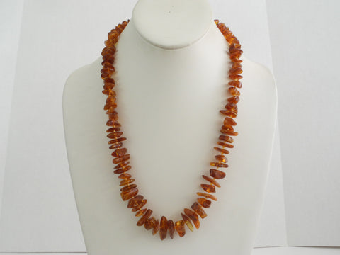 BALTIC AMBER NECKLACE, CHIPS,POLISHED HONEY 34-38 gm 21 " ALLUREGEM S1015