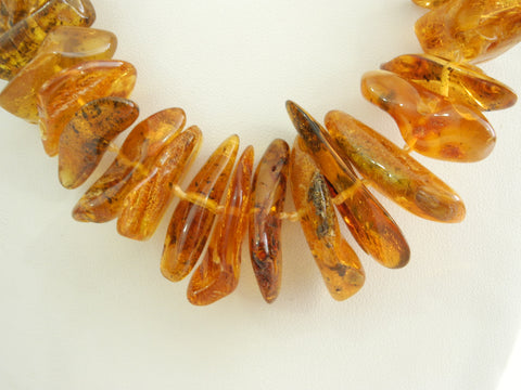 GENUINE BALTIC AMBER CHIPS NECKLACE POLISHED HONEY 77 gm 27 " ALLUREGEM S1661