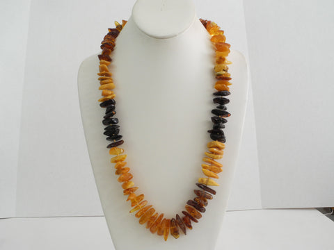 POLISHED BALTIC AMBER CHIPS NECKLACE, MULTI-COLOR 77-83 gm 28" Alluregem S1052