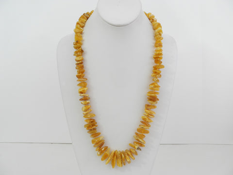 GENUINE BALTIC AMBER NECKLACE HONEY POLISHED CHIPS  65  gm 27"  ALLUREGEM S1741