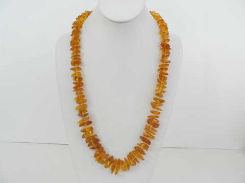 GENUINE BALTIC AMBER NECKLACE HONEY POLISHED CHIPS  61  gm 28"  ALLUREGEM S1748