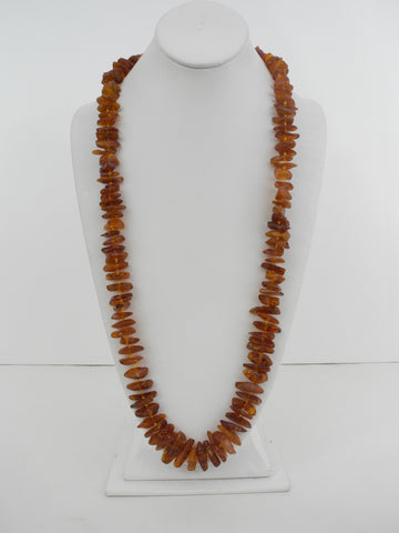 GENUINE BALTIC AMBER NECKLACE HONEY POLISHED CHIPS  76  gm 32"  ALLUREGEM S1739