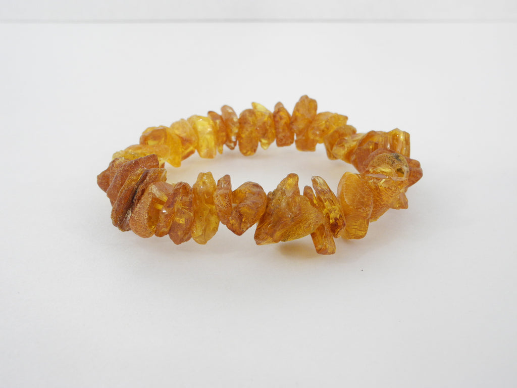 NATURAL RAW BALTIC AMBER STRETCH BRACELET HONEY 21.5 gm,  7.5 " ALLUREGEM S1530