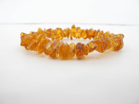 GENUINE  BALTIC AMBER CHIPS STRETCH BRACELET, POLISHED, HONEY 13-15 gm 8" ALLUREGEM  S1471