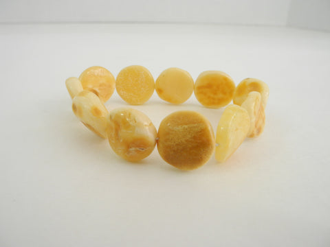 NATURAL BALTIC AMBER BRACELET ROUND DISKS BUTTER 14 gm 7 " ALLUREGEM  S1290