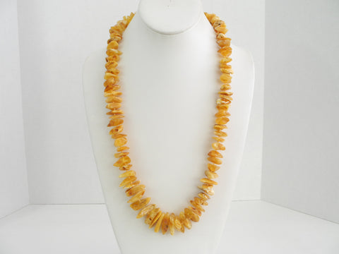 Large Polished Chips Baltic Amber Necklace Butter 26" 73 gm Alluregem S1380