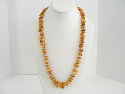 GENUINE BALTIC AMBER NECKLACE HONEY POLISHED CHIPS  43  gm 14-20 mm 27"  ALLUREGEM S1733