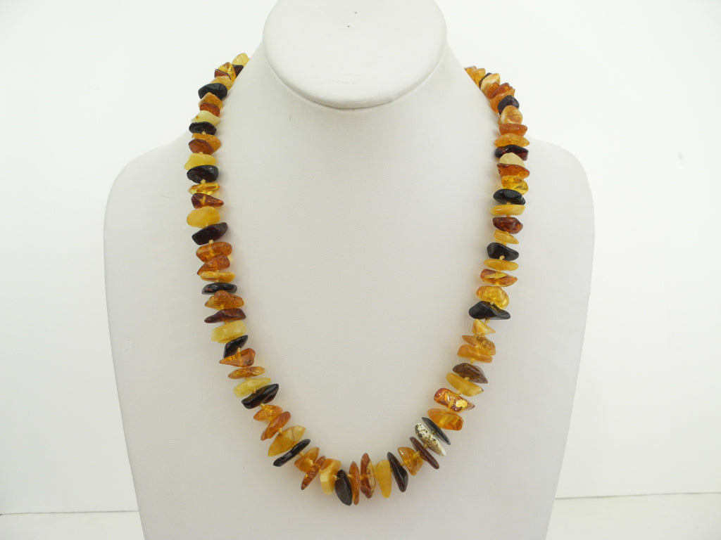 BALTIC AMBER CHIPS NECKLACE,POLISHED MULTI-COLOR 30-32 gm 22 " Alluregem S1550