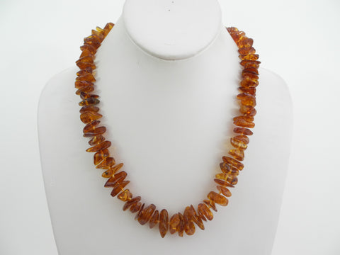 GENUINE BALTIC AMBER NECKLACE CHIPS POLISHED HONEY 37-41 gm 21 " ALLUREGEM S1535