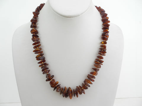 NATURAL BALTIC AMBER NECKLACE, CHIPS DARK HONEY  27-30 gm 14-18 mm 21 " ALLUREGEM  S1184