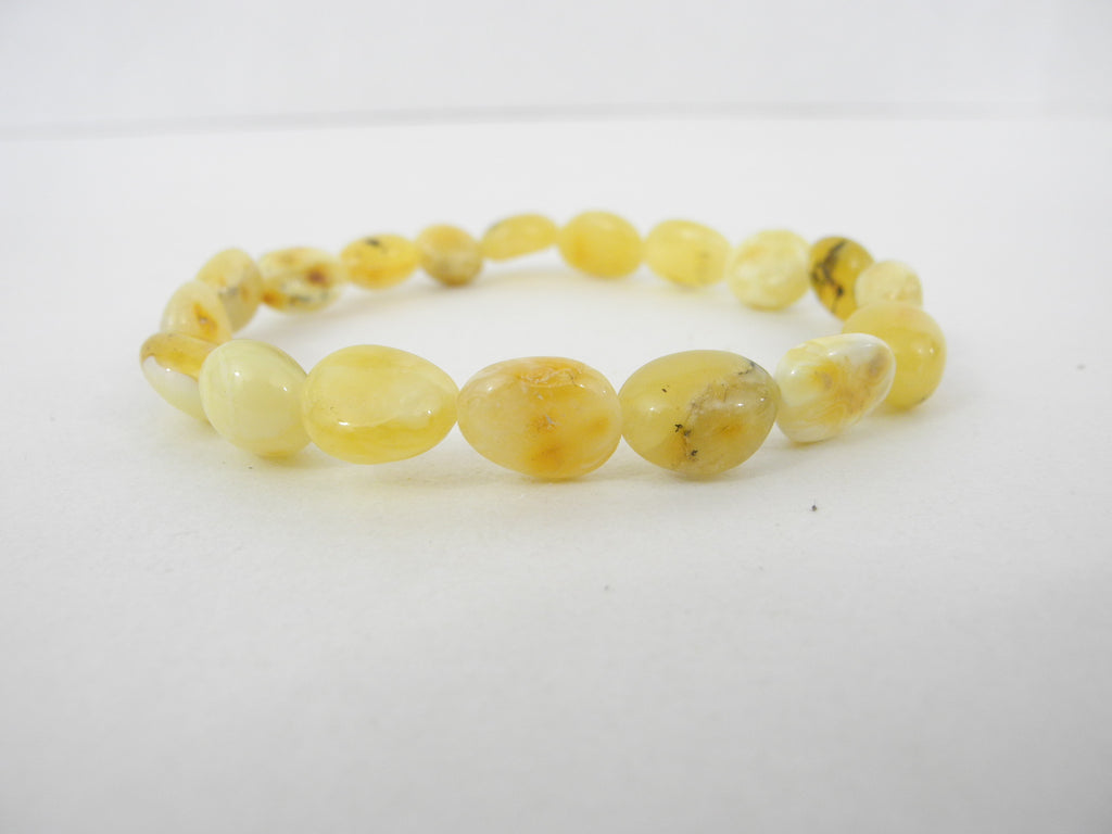 GENUINE BALTIC AMBER BRACELET BUTTER, CHUBBY ROUND 6.6 gm 7.5"  ALLUREGEM  S1684