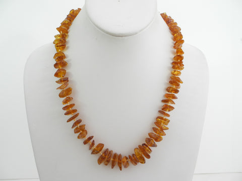 GENUINE BALTIC AMBER  NECKLACE, CHIPS,POLISHED  HONEY 27-31 gm 21 " ALLUREGEM S1490