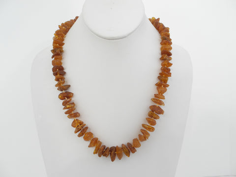 GENUINE BALTIC AMBER NECKLACE RAW HONEY CHIPS 38  gm 21"  ALLUREGEM S1751