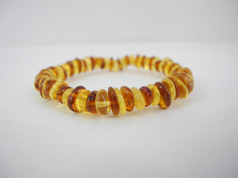 GENUINE BALTIC AMBER BEAD BRACELET, MULTI-COLOR,  5-10 mm 6.2 gm 7" ALLUREGEM S1747