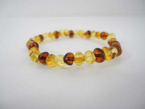 GENUINE BALTIC AMBER STRETCH BRACELET  4.8 gm MULTI-COLOR 6.5 "  ALLUREGEM S1639