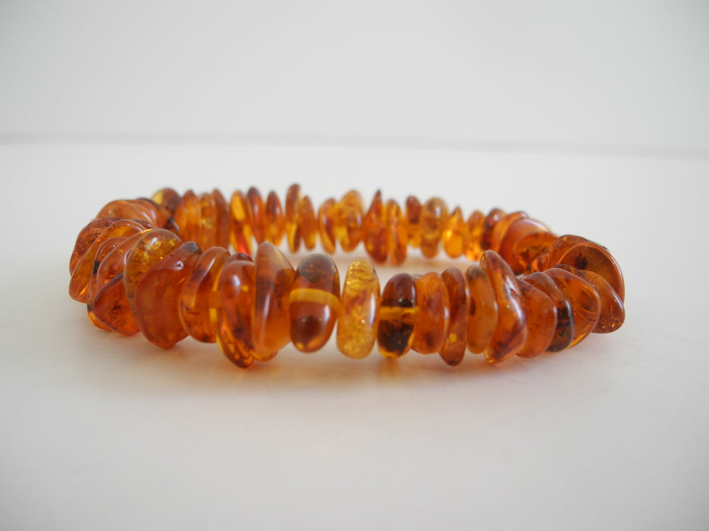 GENUINE BALTIC AMBER BRACELET  SMALL, CHIPS, POLISHED  13.6 gm  HONEY 6.5 " ALLUREGEM S1324