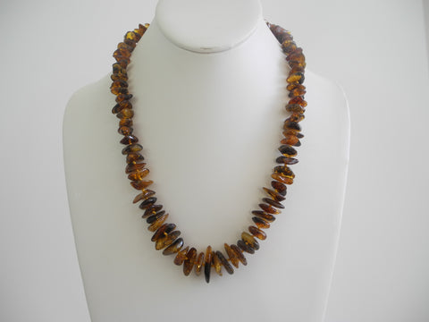 GENUINE BALTIC AMBER NECKLACE CHIPS POLISHED BROWN 33 gm 21 " ALLUREGEM S1384