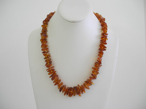 GENUINE BALTIC AMBER NECKLACE POLISHED HONEY  CHIPS  43  gm 22"  ALLUREGEM S1802