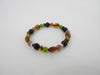 Amber Bracelet, 925  MOONSTONE, ONYX, PERIDOT & AMBER STRETCH BRACELET 11 gm 7.5 "  ALLUREGEM S1681