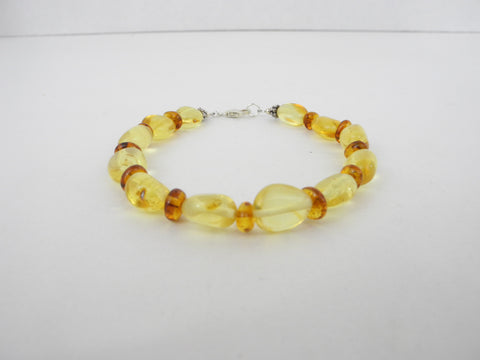 Genuine Baltic Amber Bracelet, 925 Sterling Silver, 8.8 gm 8.5 " ALLUREGEM S1669