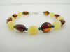 GENUINE BALTIC AMBER & TURQUOISE BRACELET, 925 Sterling Silver, 4-5 gm  7.5 " ALLUREGEM S1401