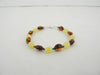 GENUINE BALTIC AMBER & TURQUOISE BRACELET, 925 Sterling Silver, 4-5 gm  7.5 " ALLUREGEM S1401