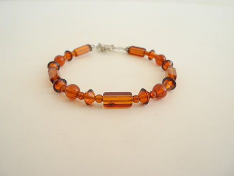 Natural Baltic Amber Bracelet, 925 Sterling Silver, 6 gm 5-6  mm, 7.5"  ALLUREGEM  S1693