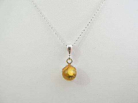Baltic Amber Pendant Necklace, 925 Sterling Silver  16" ALLUREGEM S1166