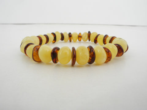 GENUINE BALTIC AMBER BRACELET MULTI-COLOR 10 gm  8-9 mm  7.5"  ALLUREGEM S1650