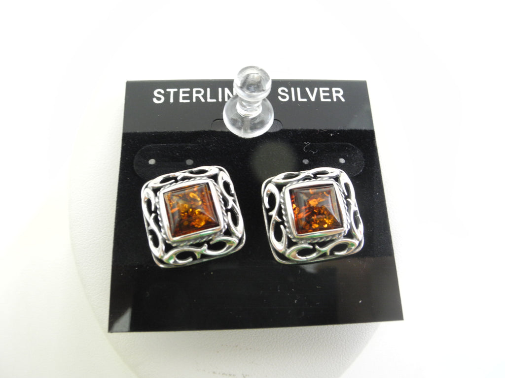 925 Sterling Silver Genuine Baltic Amber Earrings, 4.4 gm 18mm Alluregem S1014