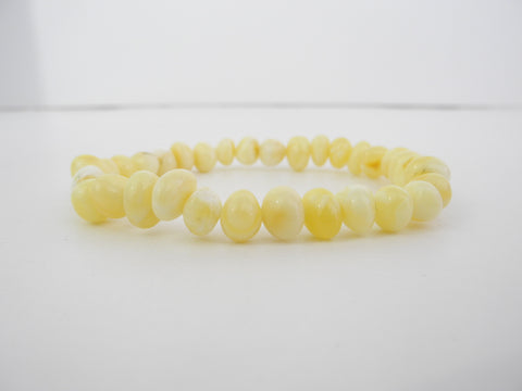 GENUINE BALTIC AMBER BEADS STRETCH BRACELET POLISHED BUTTER 8.1 gm  7 .5"  ALLUREGEM S1787