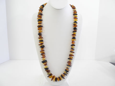 GENUINE BALTIC AMBER NECKLACE POLISHED MULTI-COLORED  CHIPS  81  gm 31"  ALLUREGEM S1797