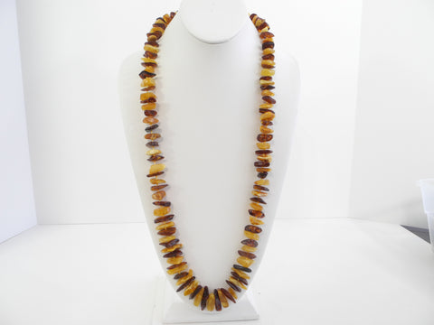 GENUINE BALTIC AMBER NECKLACE POLISHED MULTI-COLORED  CHIPS  86  gm 32"  ALLUREGEM S1815