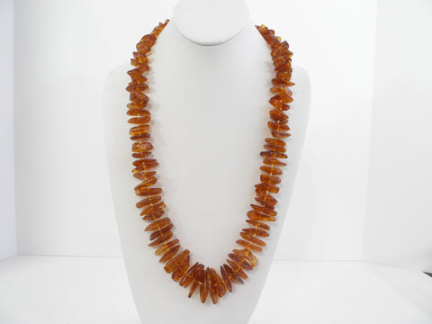 GENUINE BALTIC AMBER NECKLACE POLISHED HONEY  CHIPS  86  gm 27"  ALLUREGEM S1799