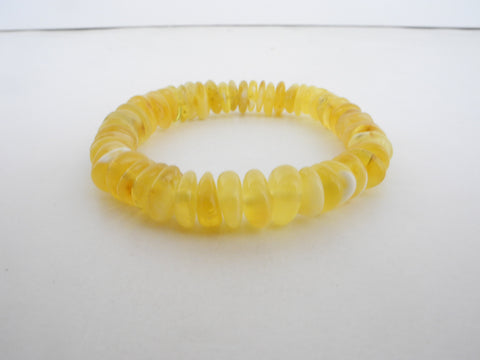 GENUINE BALTIC AMBER BEAD BRACELET, BUTTER-WHITE,  8-9 mm 11.7 gm 7.5" ALLUREGEM S1721