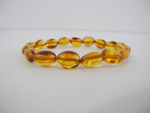 NATURAL BALTIC AMBER STRETCH BRACELET, HONEY 11-13 gm HONEY 8" ALLUREGEM S1084