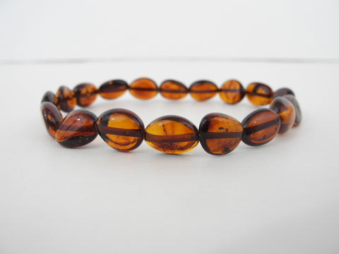 Genuine Baltic Amber Stretch Bracelet, Cognac, 6-7 gm  8 " ALLUREGEM S1110