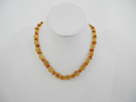 GENUINE BALTIC AMBER BEADS NECKLACE MATTE MULTI-COLOR 13 gm 16 " ALLUREGEM S1706