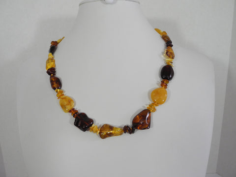 GENUINE BALTIC AMBER NECKLACE CHIPS, POLISHED, MULTI-COLOR  20 gm  20 " ALLUREGEM S1479