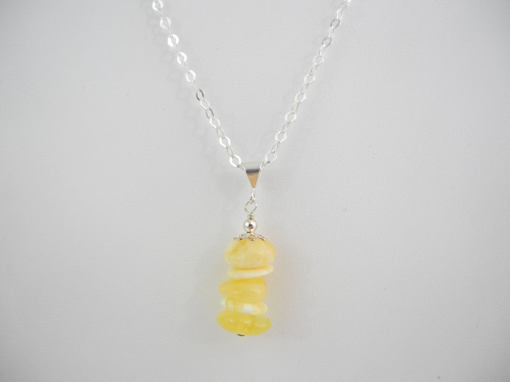 Natural Baltic Amber Pendant Necklace, Butter 20 " ALLUREGEM S1405