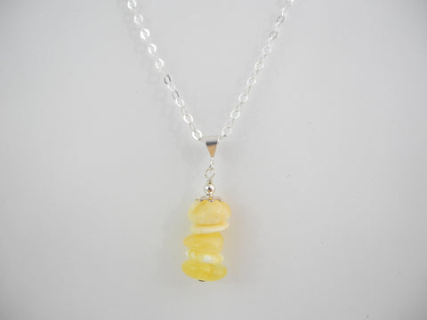 Natural Baltic Amber Pendant Necklace, Butter 20 " ALLUREGEM S1405