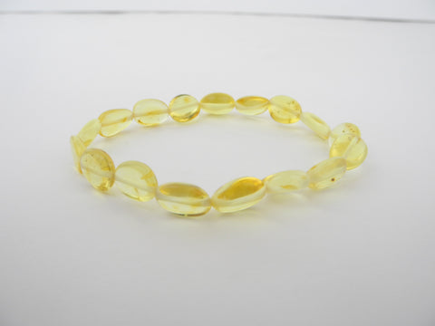 GENUINE BALTIC AMBER BRACELET 6  gm  LEMON  CHUBBY OVAL  7.5 " ALLUREGEM S1830