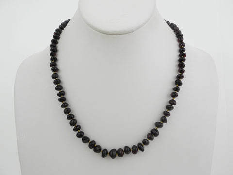 NATURAL BALTIC AMBER NECKLACE, DARK CHERRY  8-10 gm 5-7 mm 18" ALLUREGEM  S1126