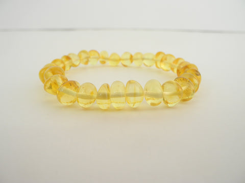NATURAL BALTIC AMBER BRACELET ROUNDED LEMON 9-10 gm 7.5"  ALLUREGEM  S1570