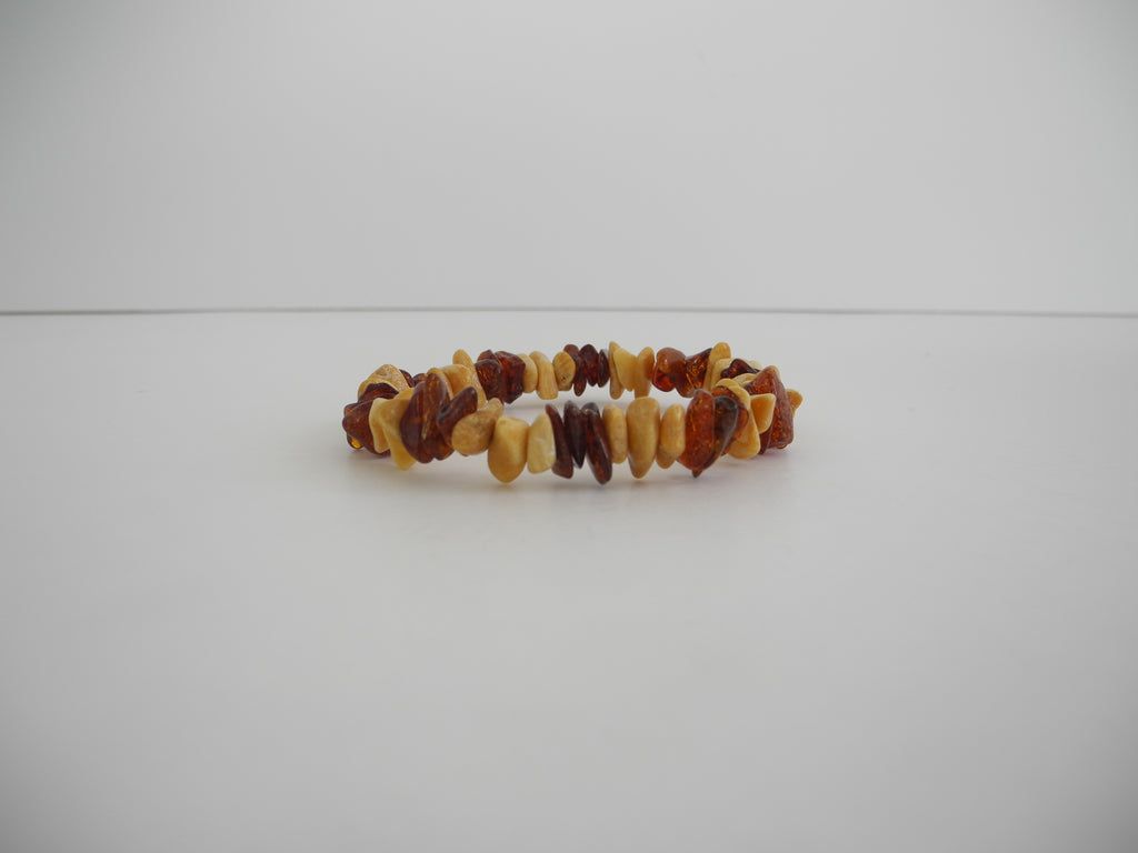 GENUINE BALTIC AMBER BEAD BRACELET, MULTI-COLOR, CHIPS  5-11 mm 13 gm 8" ALLUREGEM S1722