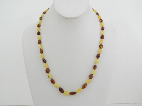 GENUINE BALTIC AMBER NECKLACE, MULTI-COLOR  12-14 gm, 9 x 8 mm 22 "  ALLUREGEM S1496