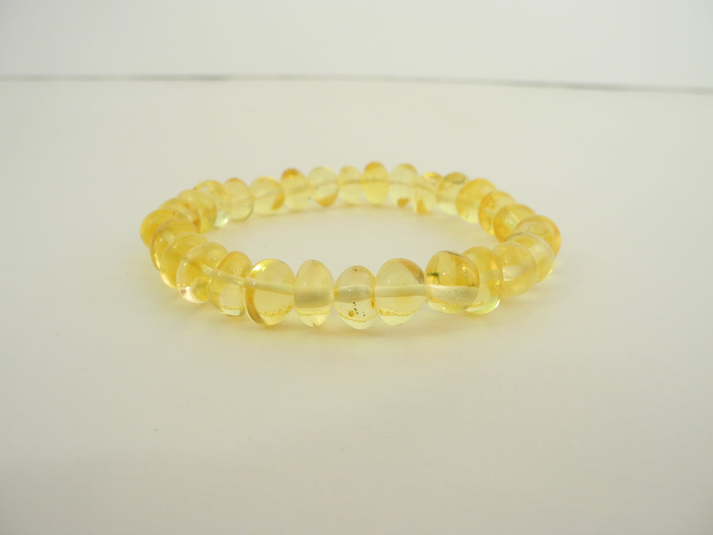 GENUINE BALTIC AMBER STRETCH BRACELET,CHUBBY ROUND LEMON 8"  ALLUREGEM  S1453